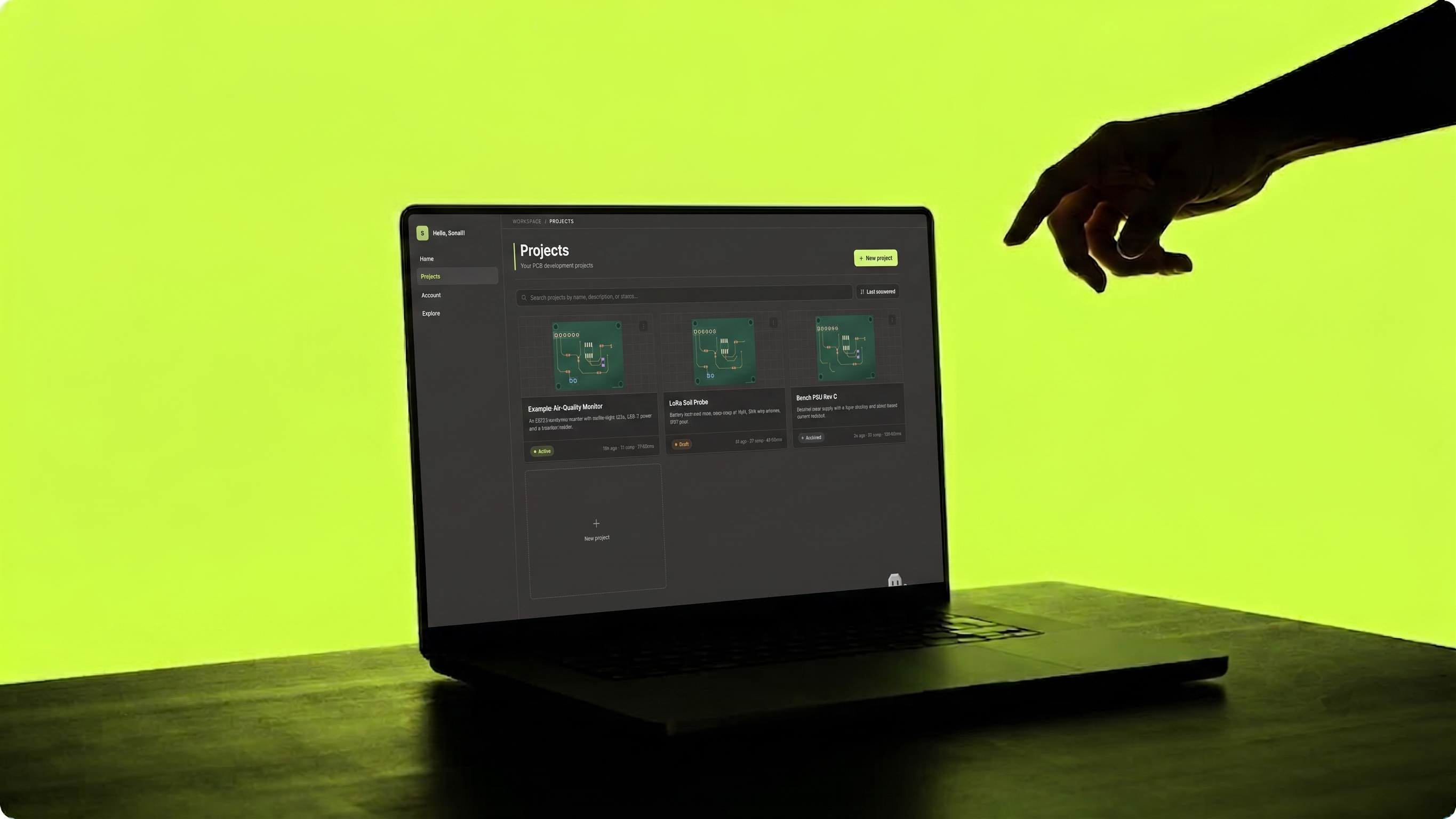 siliXon projects dashboard on a laptop
